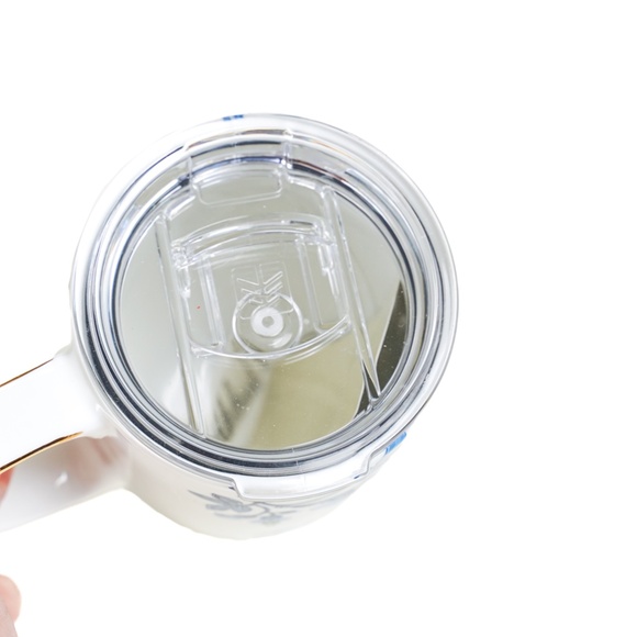 Travel Mug Ceramic Floral Blue White Gold Metallic 17 oz - Picture 3 of 7